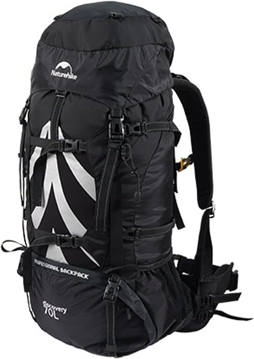 Naturehike 70+5L Lightweight Hiking Backpack, Tear-resistant Fabrics-Light CR Carrying System-Comfortable Weight-Bearing(Black)