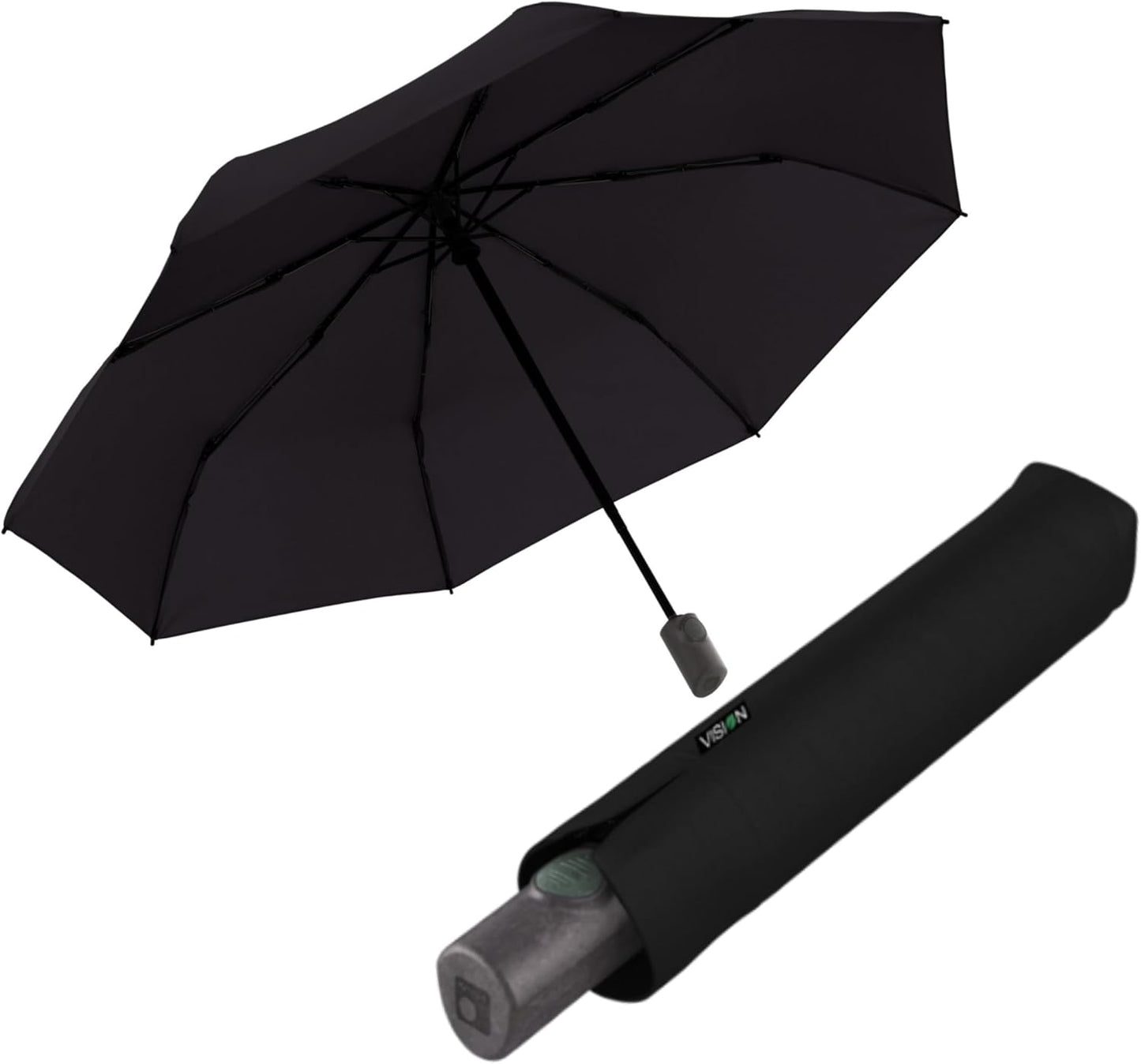 Knirps Vision Duomatic Automatic Open Close Rain Umbrella - Durable Compact Travel Umbrella for Adults - Recycled PET Canopy 97cm Diameter, Sustanable Eco+Friendly Retractable Umbrella & Carrying Case