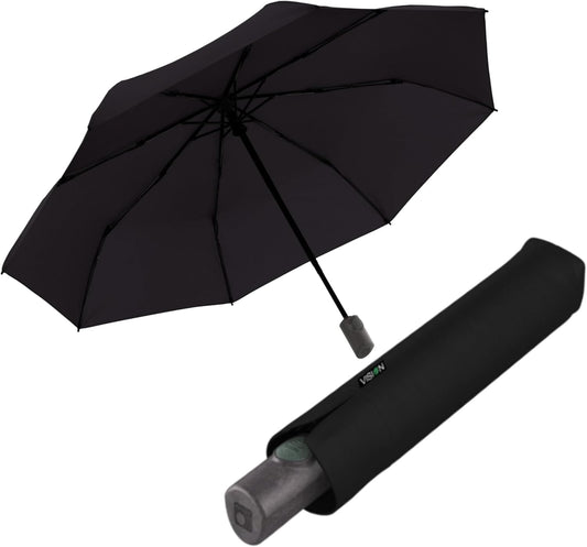 Knirps Vision Duomatic Automatic Open Close Rain Umbrella - Durable Compact Travel Umbrella for Adults - Recycled PET Canopy 97cm Diameter, Sustanable Eco+Friendly Retractable Umbrella & Carrying Case