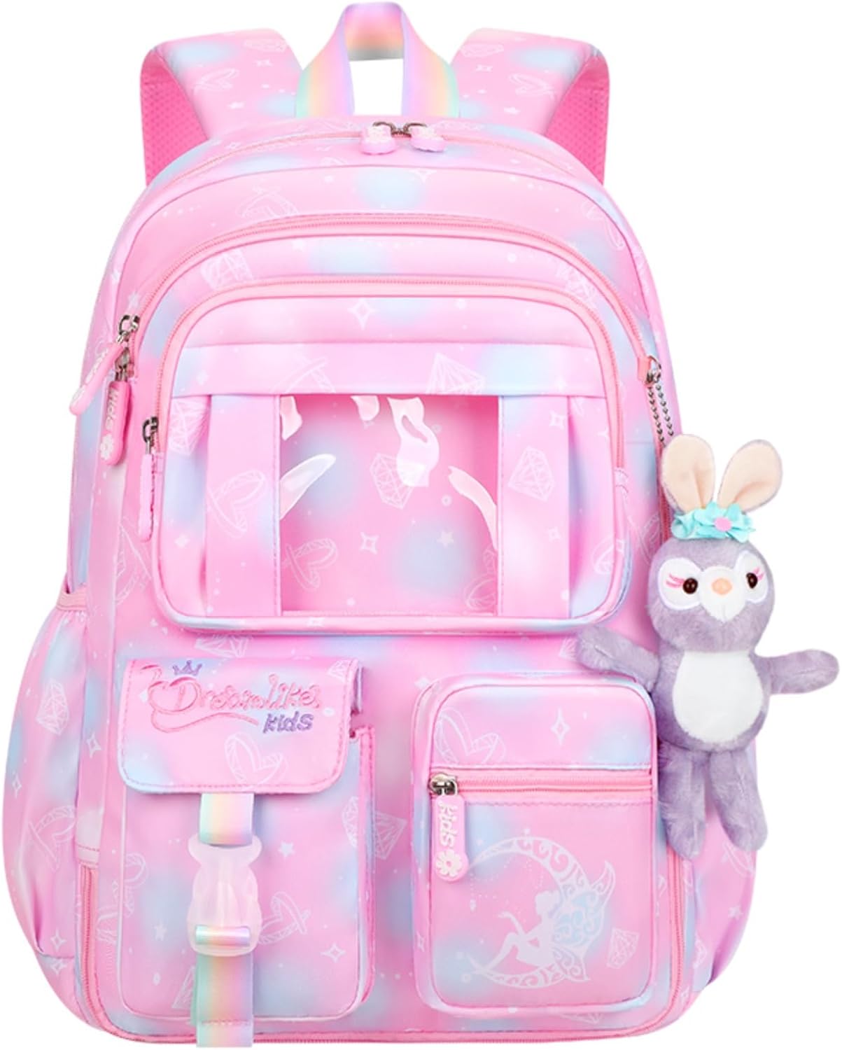 Girls Backpack,Kids Backpack for Girls Lightweight with Compartment,Girls Bookbag for Elementary Primary School((Pink)