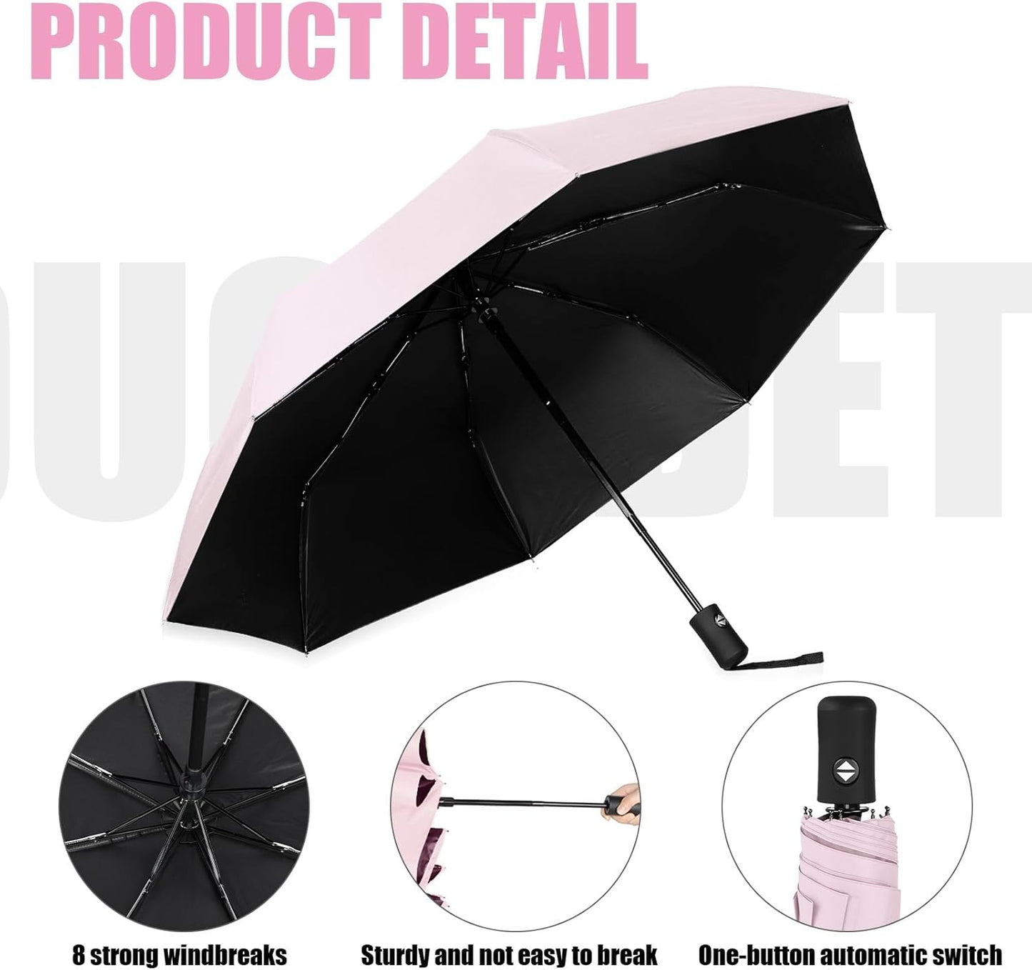 Jexine 6 Pcs Travel Compact Umbrella Automatic Open Close Windproof Small Light Backpack Purse Car Portable Collapsible Umbrella for Rain, Men Women