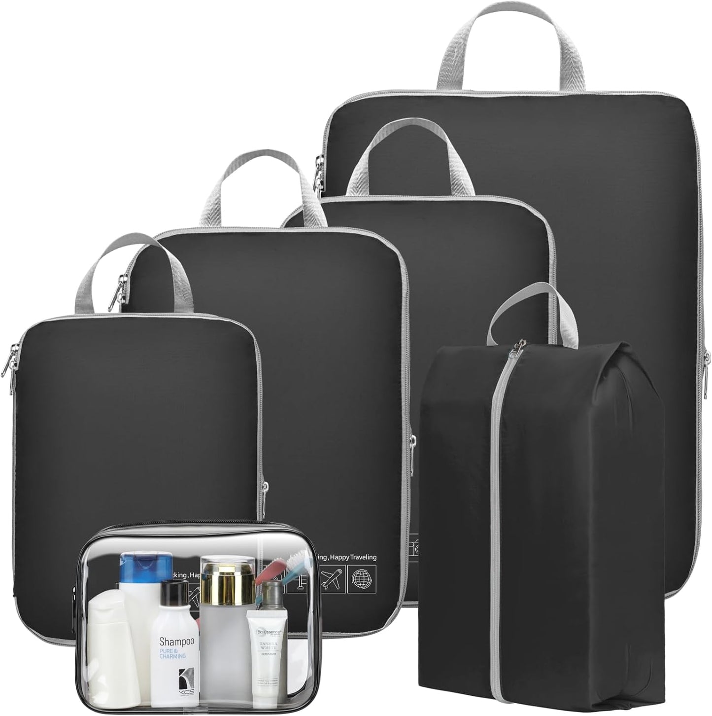 Cambond Compression Packing Cubes for Travel Women - Travel Bags Luggage Organizers Travel Essentials Compression Cubes for Travel Carry on Suitcases Organizer