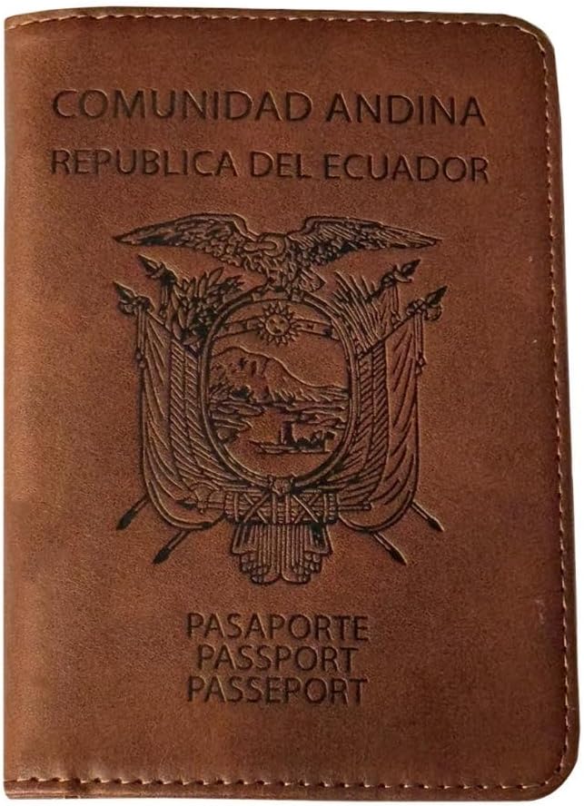 Passport Holder. GENUINE TOP GRAIN LEATHER. Luxury Gift Box. Pen, and SIM Card Removal Tool Included/Travel Wallet (Ecaudorian-brown)