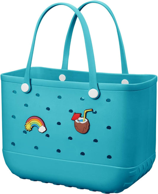 Beach Bag Rubber Tote Bag - Waterproof Travel Bag for Women Washable Tote Bag Handbag for Sports Beach Market Pool