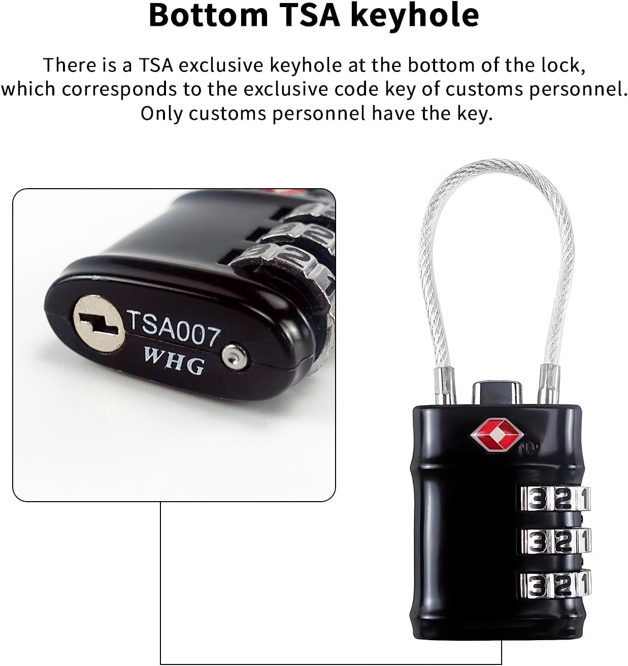 TSA Approved Cable Luggage Locks, 3 Digit Combination Padlocks, Travel Lock for Suitcases Bag, Alloy Body, Travel Accessories (Black 4 Pack)