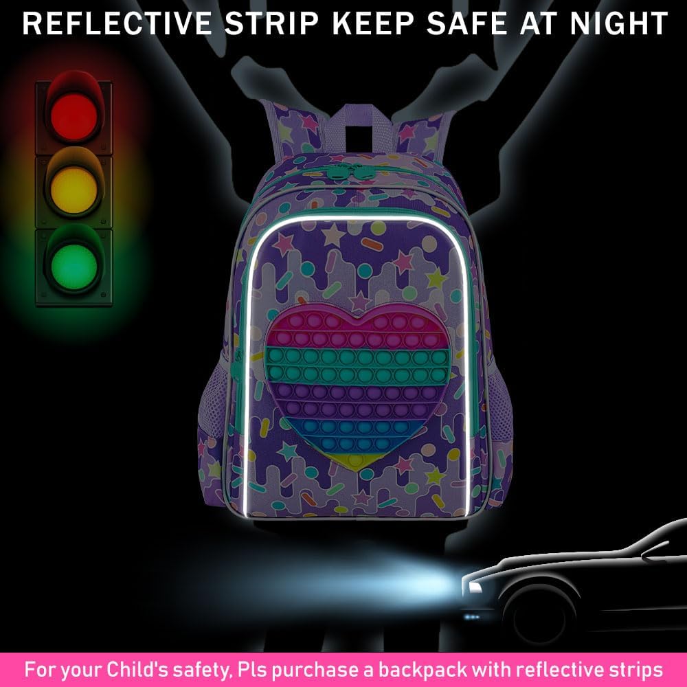 CCJPX 3PCS Backpack for Girls, 16”Kids Water Resistant Elementary Preschool Kindergarten School
