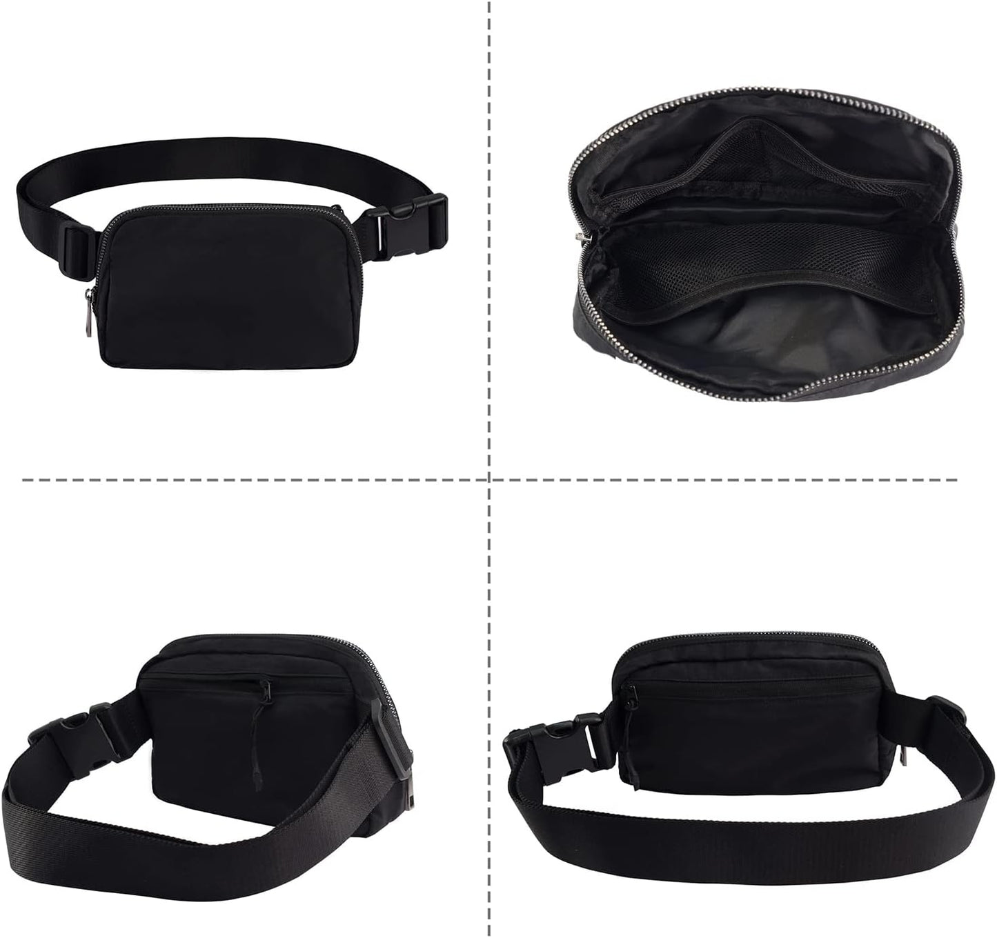Didida Black Mini Belt Bag, Fashion Waist Packs Unisex Fanny Packs for Women Men crossbody with Adjustable Strap for Outdoors Workout Travel Casual Running Hiking Cycling