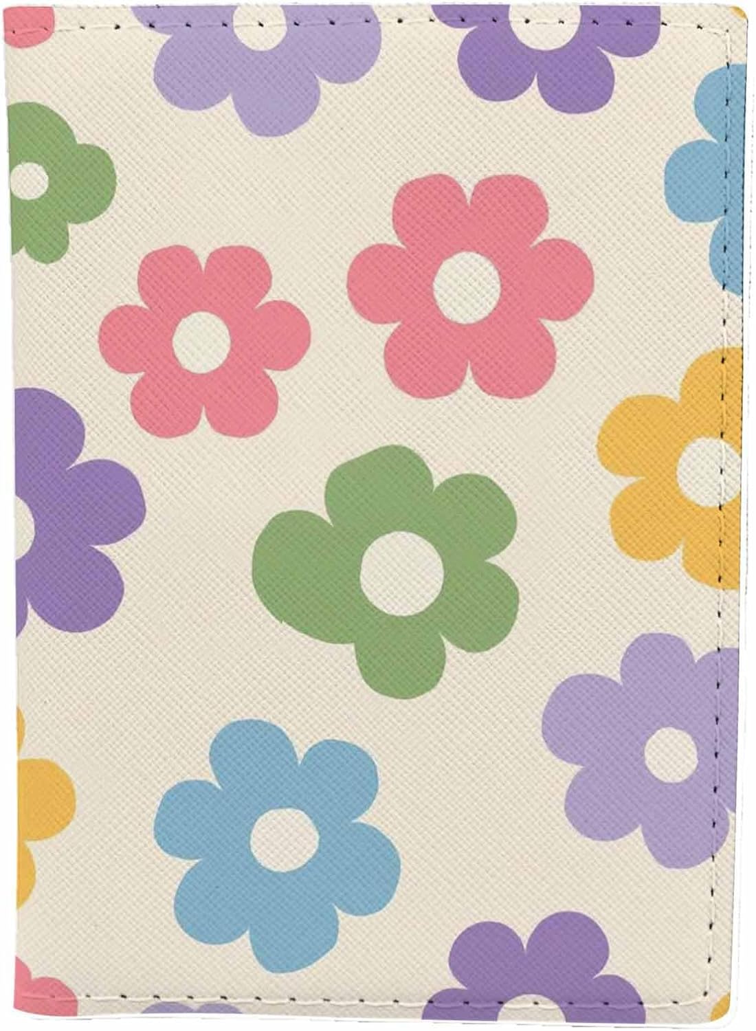 Vintage Flowers Passport Holder for Travel Groovy Colorful Petal PU Leather Passport Cover Wallet