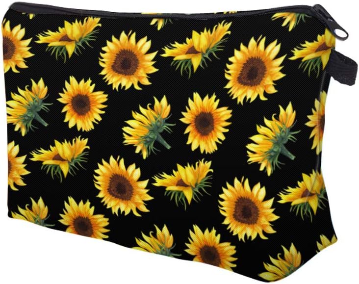 Cute Travel Makeup Bag Cosmetic Bag Small Pouch Gift for Women (Sunflowers)