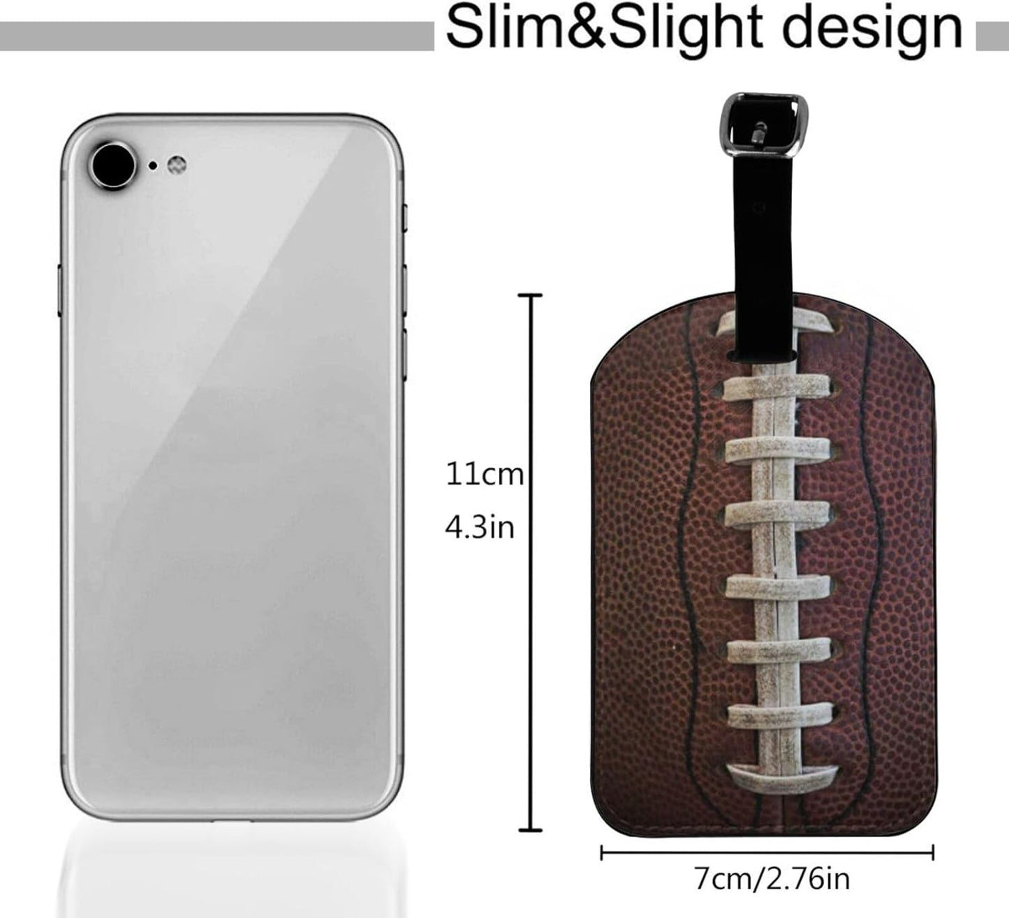 American Football Luggage Tag for Suitcases,Ball Sport PU Leather Baggage Tags Bag Tags Travel Id Label for Luggage Women Men -1 Piece
