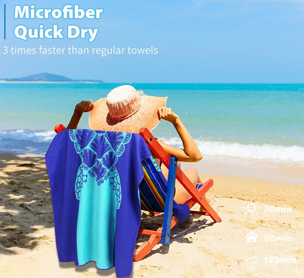2 Pack Microfiber Lightweight Beach Towel 71"x32" Oversized Extra Large Thin Sand Free Towels