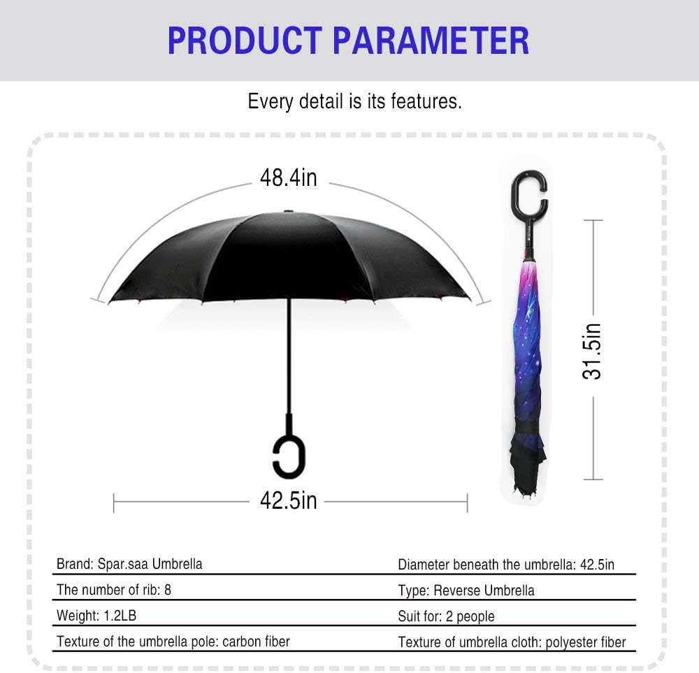 SIEPASA 49/56 Inch Inverted Reverse Upside Down Umbrella, Extra Large Double Canopy Vented Windproof Waterproof Stick Golf Umbrellas with C-shape Handle.