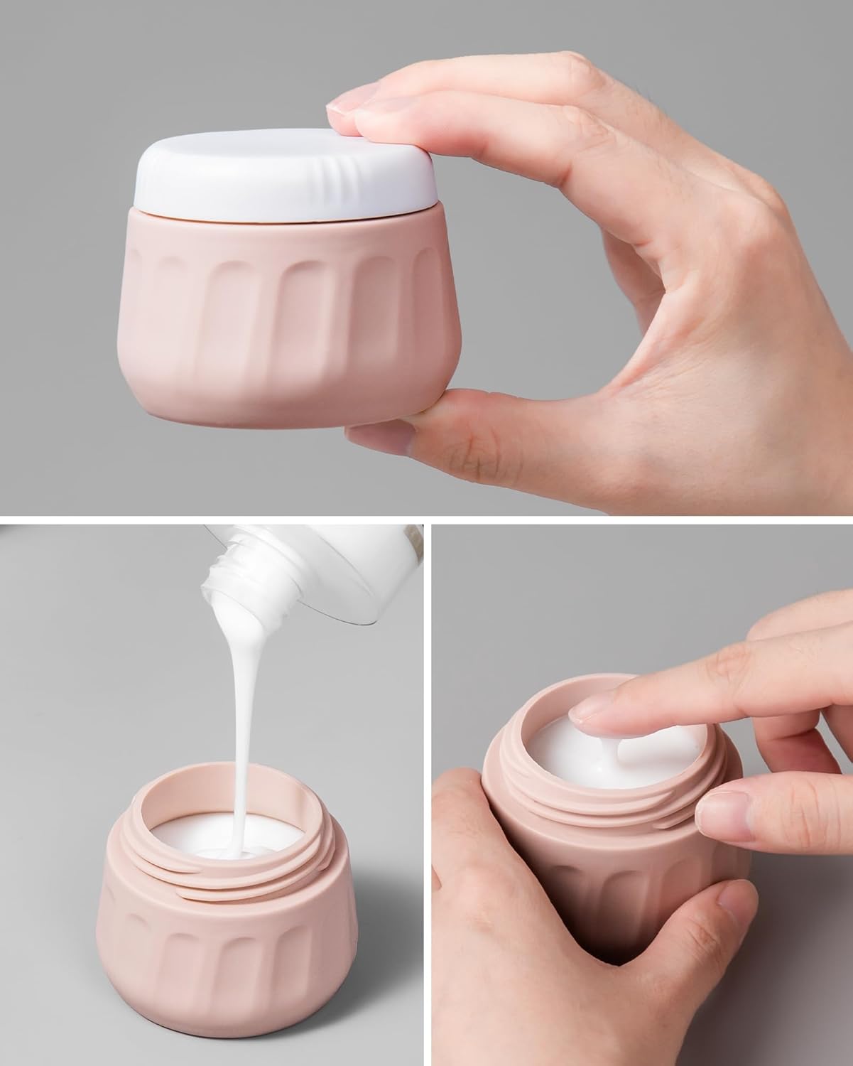 Travel Size Toiletries 8 Pack, TSA Approved 3oz Silicone Squeeze Bottles & Cream Jars with Clear