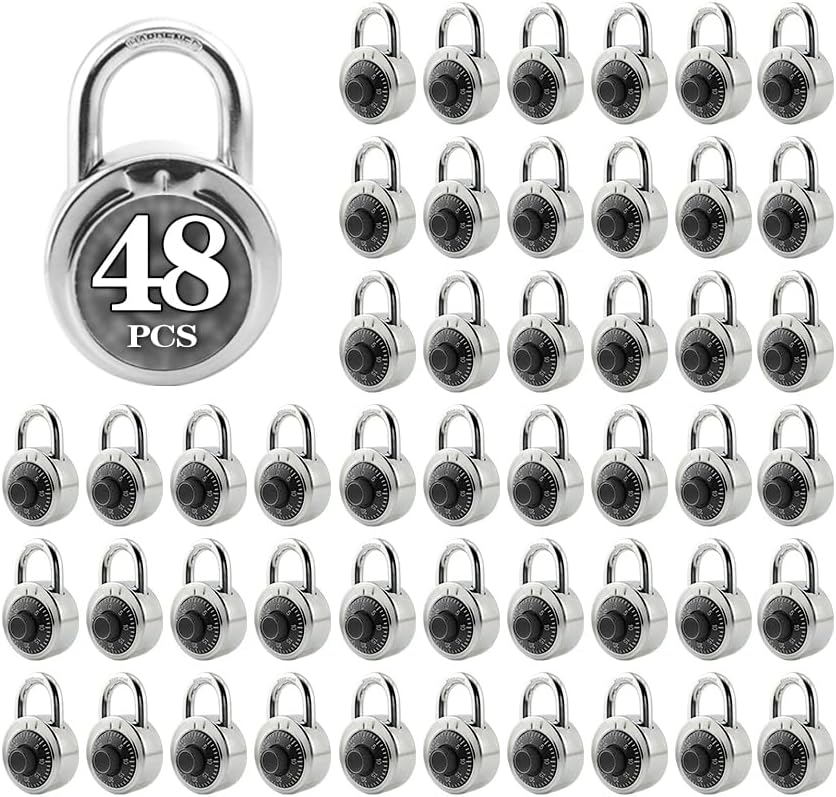 ZonRo Locks Combination Padlock, Fixed Dial Combination Padlock 48 Pack,3 Digit Code Standard Dial Combination, 2 in Wide. 3 in Height, Black Turntable, Lock for Gym & Locker, School, Toolbox