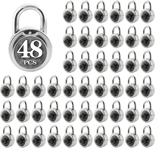 ZonRo Locks Combination Padlock, Fixed Dial Combination Padlock 48 Pack,3 Digit Code Standard Dial Combination, 2 in Wide. 3 in Height, Black Turntable, Lock for Gym & Locker, School, Toolbox