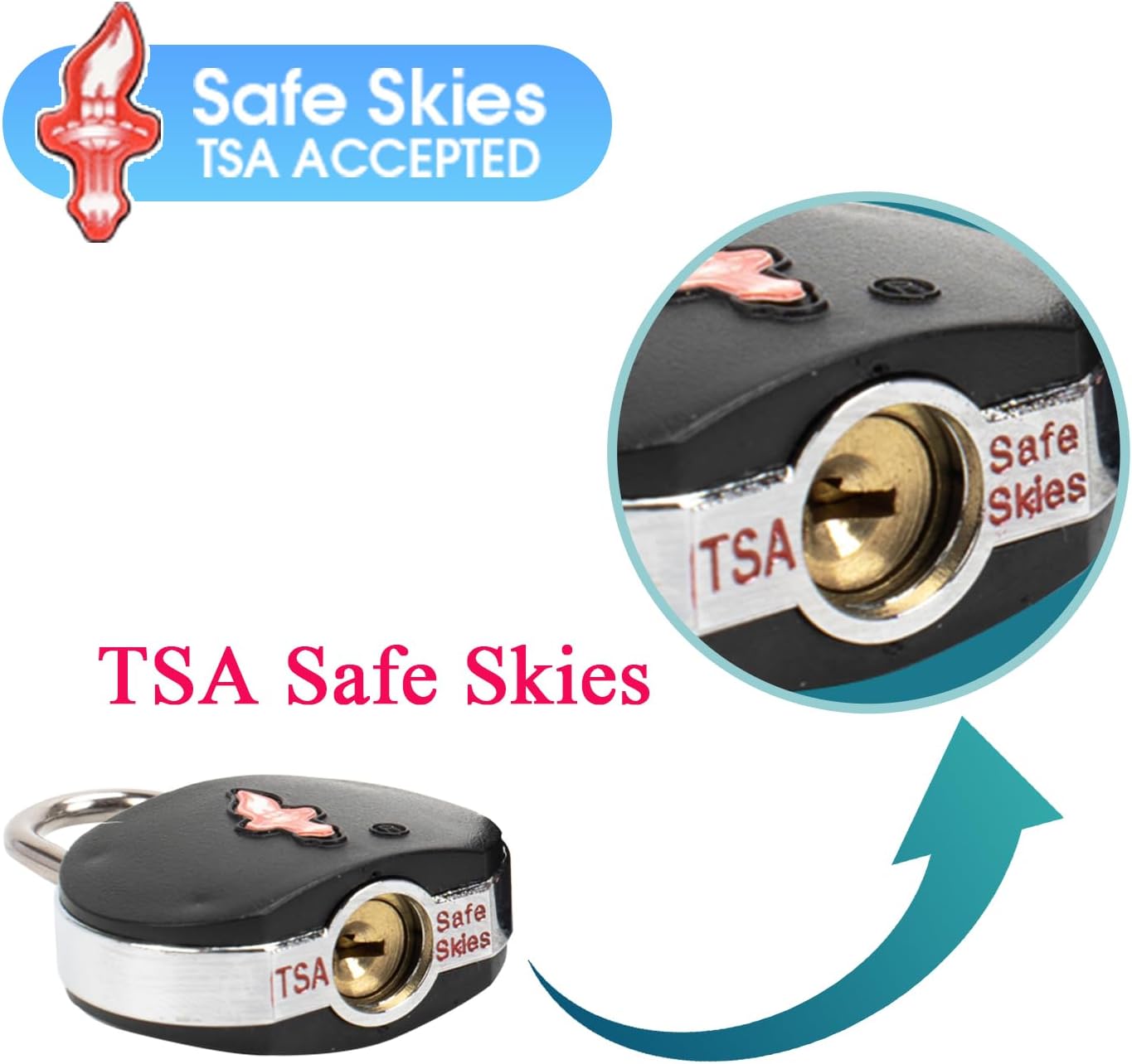 TSA Keyed Luggage Locks (3-Pack) - Suitcase Lock TSA Approved for Suitcases, Backpacks, Gym Lockers & School Bags | Compact & Durable ABS w/Electroplated Rings