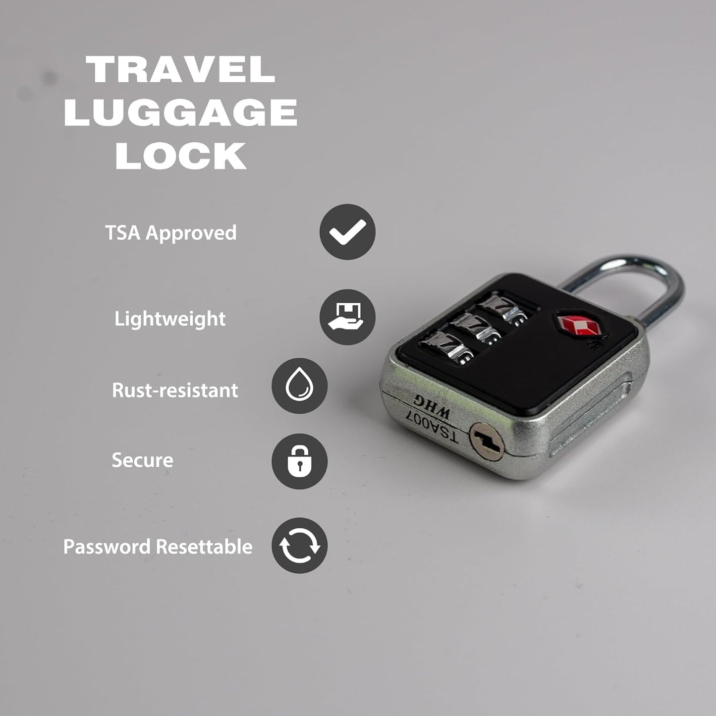 Suitcase Locks TSA Approved, Small Combination Padlock for Locker, Mini Combo Padlock, TSA Locks for Luggage, Gym Locker, Backpack Zipper, Gun Case, Ammo Can, Storage Box, Toolbox Outdoor