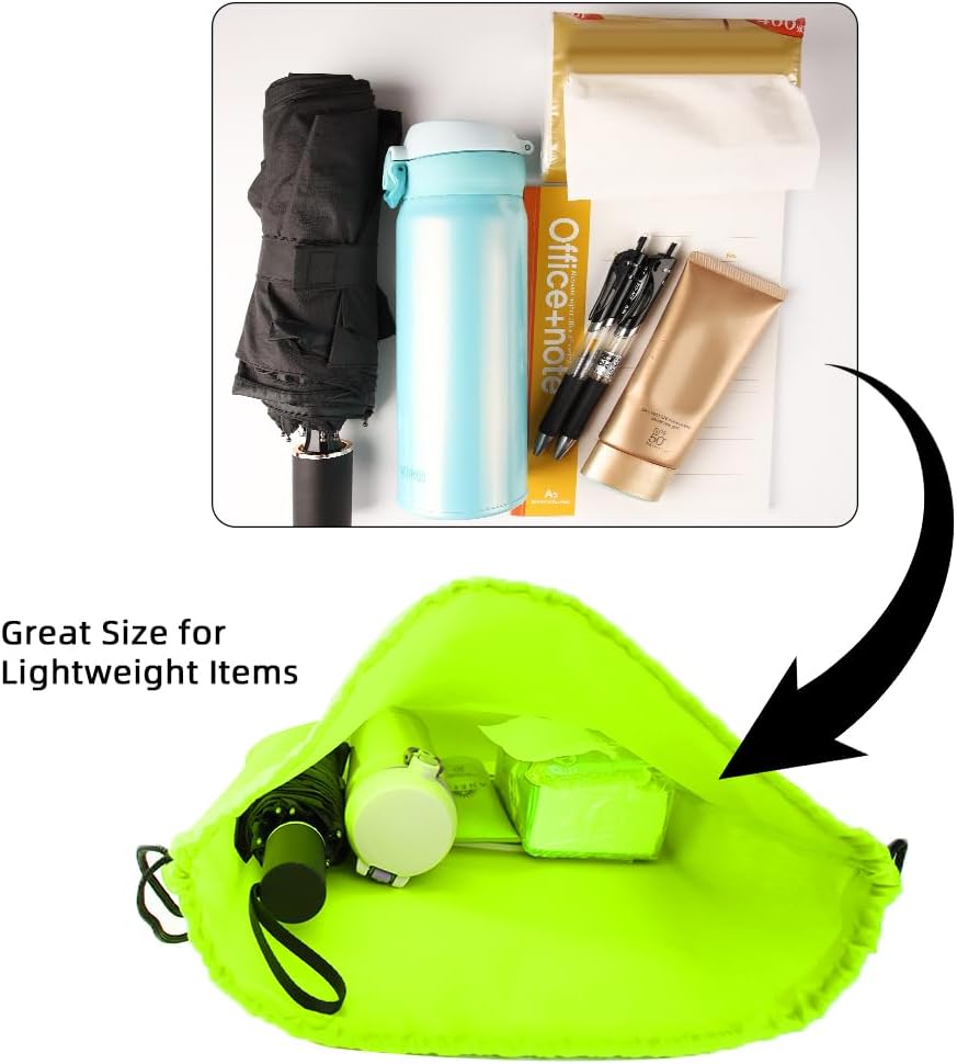 GoodtoU Drawstring Backpacks, Bulk Nylon Backpack Cinch Sack Drawstring Gym Bag for Sport, Traveling, Team (20Pcs, Fluorescent Green)