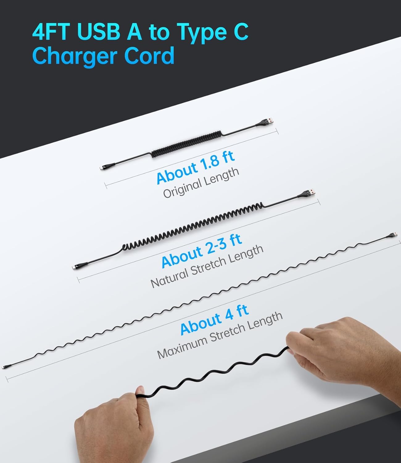 USB C Cable Fast Charging, 2Pack 3ft Coiled USB A to USB C Charge Cable for Car, USB-C Charging Cord Compatible with iPhone 17/16/15/Pro Max/Plus/Samsung Galaxy S20 S10 and More Type C Devices-Black