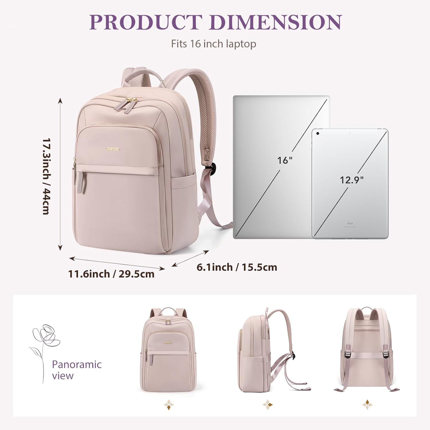 Travel Backpack for Women Personal Carry On Bag Business Weekender Hiking Multilayer Laptop Bag,16
