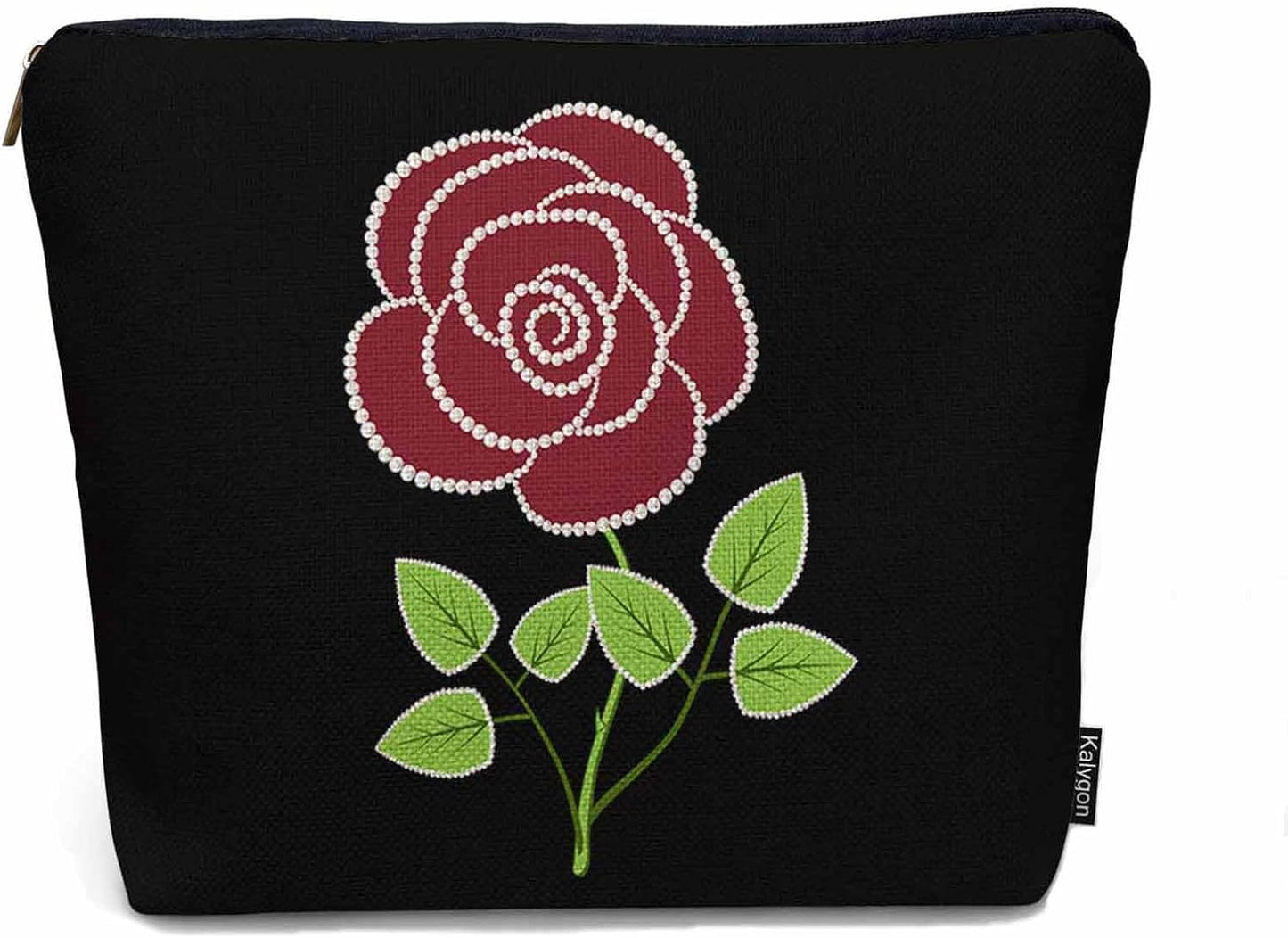 Women Cosmetic Bag Rose Pearl, Elegant Rose Beads Red Cute Makeup Bag For Purse Cosmetic Travel Bag For Toiletries Makeup Storage Bag Flax Skincare Bag Make Up Pouch Bags