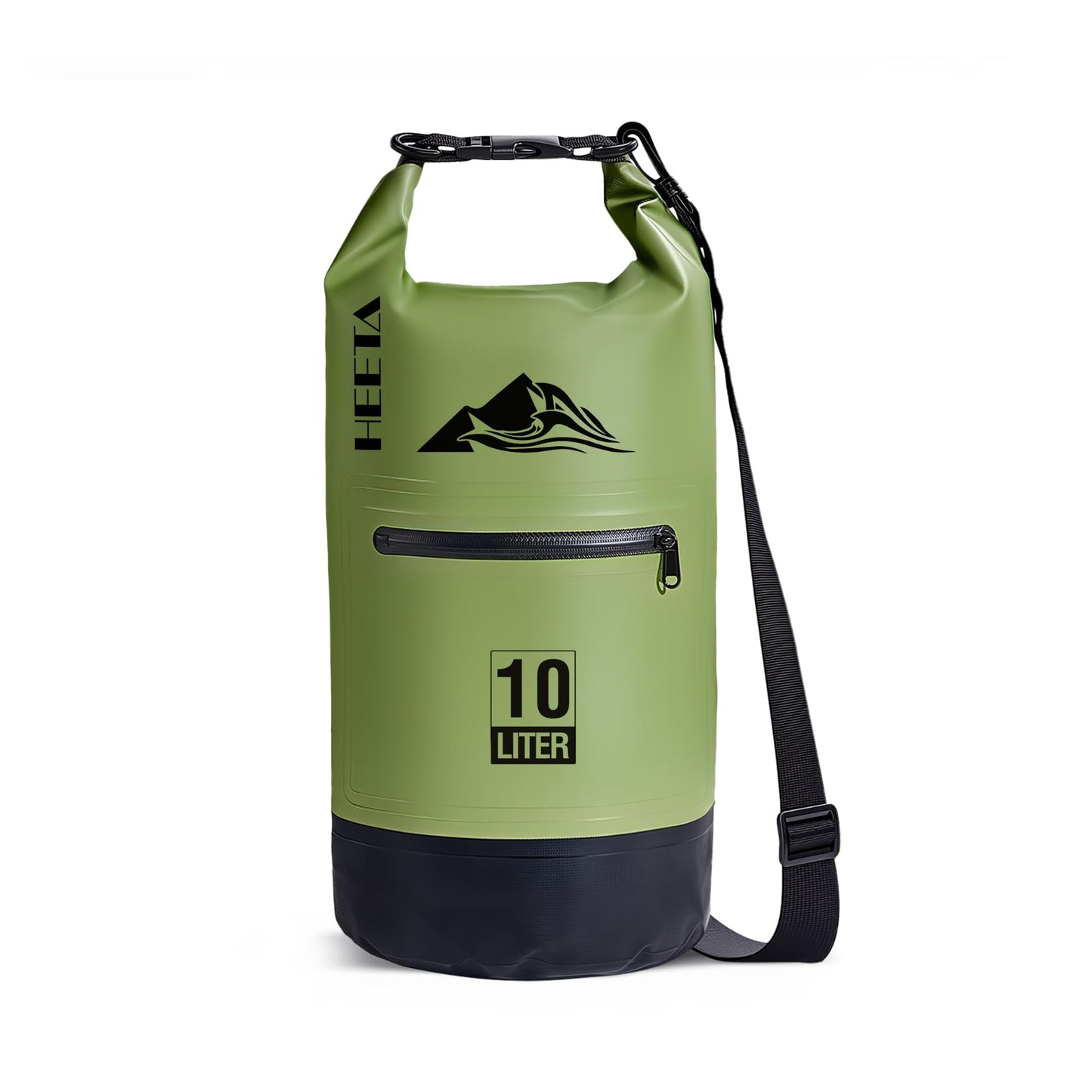 HEETA Waterproof Dry Bag with Front Zippered Pocket for Women Men, Roll Top Lightweight Dry Storage