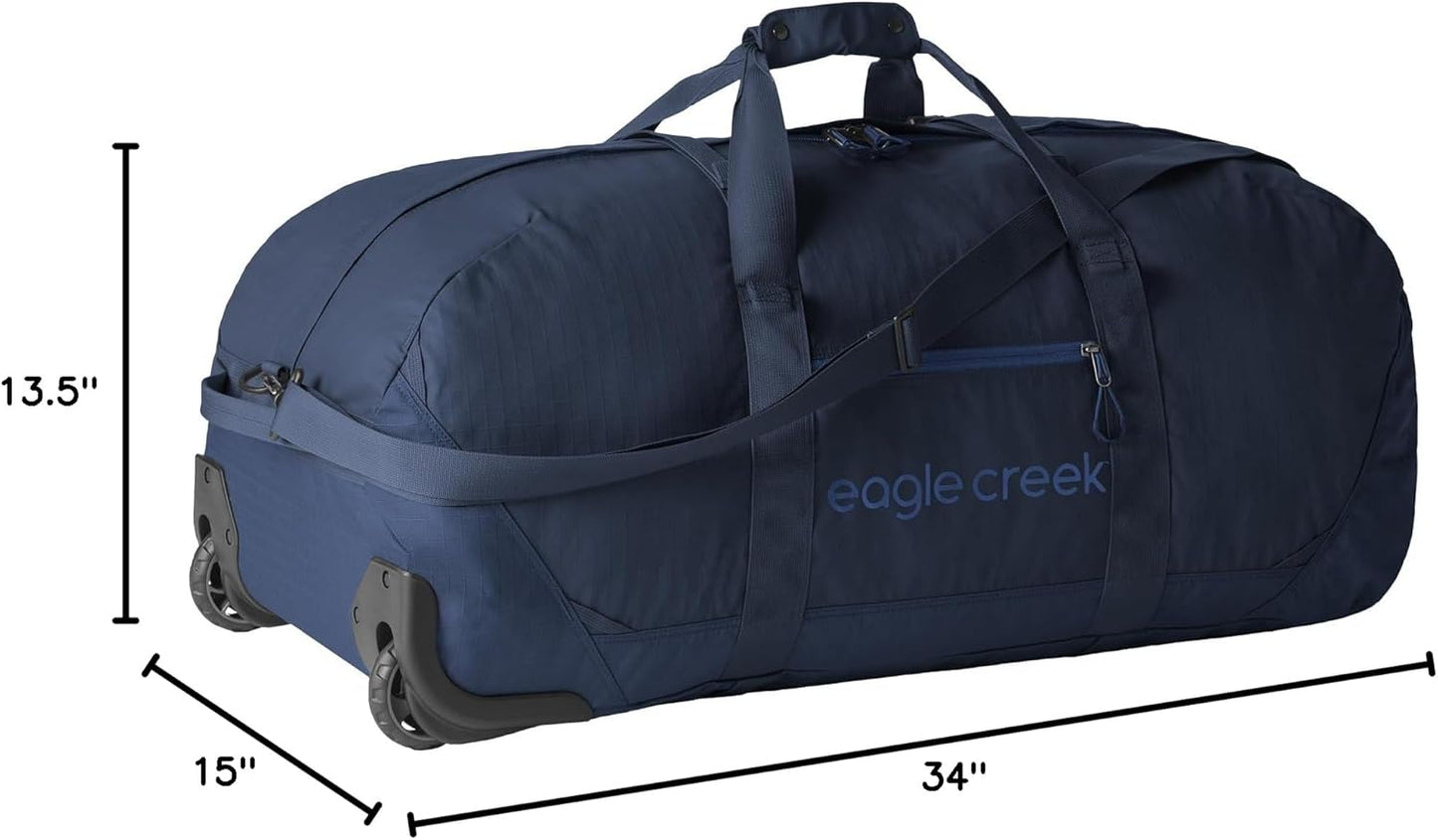 Eagle Creek No Matter What Rolling Duffel - Durable Rolling Bag for Travel - Adjustable Shoulder Strap - Heavy Duty Wheels - Lockable Zippers - Multiple Carry Options - 110L - Atlantic Blue