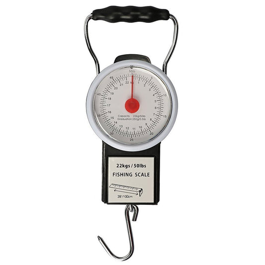 Goture Fishing Hanging Scale Mechanical Kitchen and Fish Fishing Scale Multi-Purpose Portable Hand Held Dial Weight Scale with Tape Measure (50 Lbs / 22Kg)