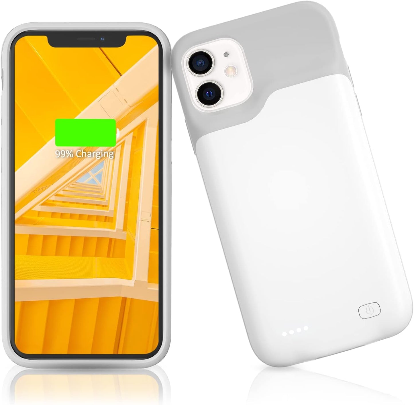 Battery Case for iPhone 11, Real 8500mAh Ultra- Slim Powerful Charging Case Charger Portable External Lightweight Smart Battery Pack Compatible with 11, 6.1 inch, White