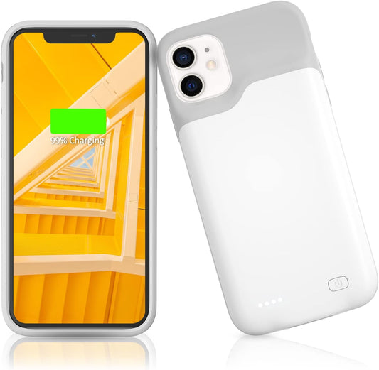 Battery Case for iPhone 11, Real 8500mAh Ultra- Slim Powerful Charging Case Charger Portable External Lightweight Smart Battery Pack Compatible with 11, 6.1 inch, White