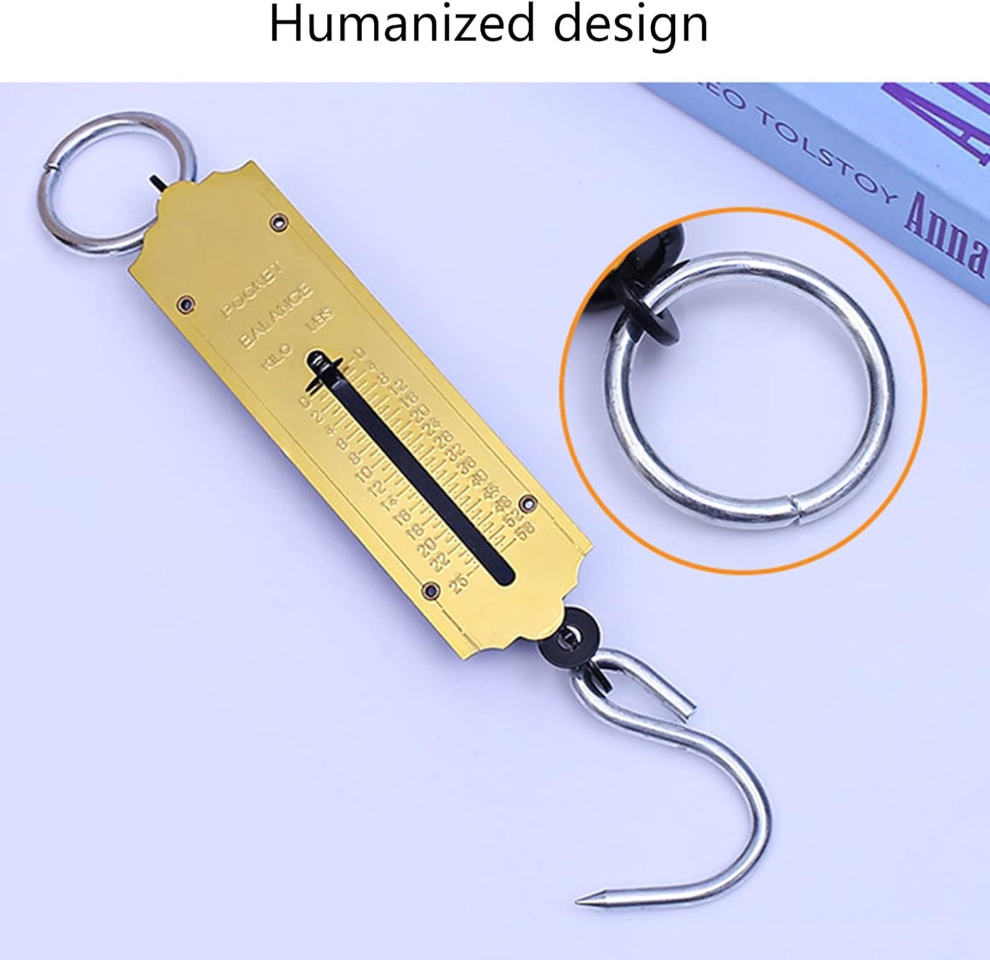 Spring Scale Fishing Scale with Marking Scale Hanging Hook Scale Portable Mechanical Luggage Scale 12/50kg for Household Yellow