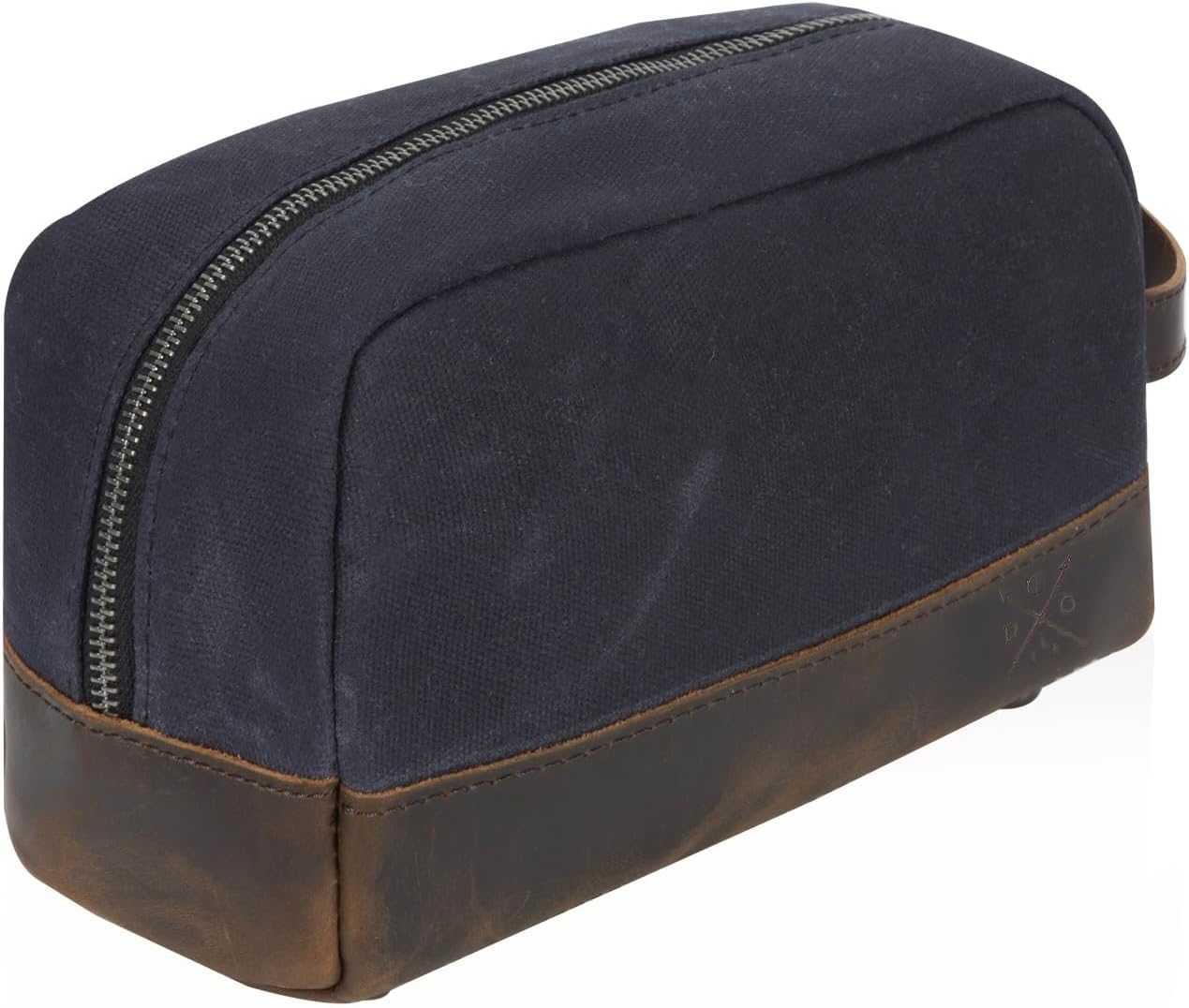 Waxed Canvas and Leather Toiletry Bag, Vintage Style Travel Bag (Black)
