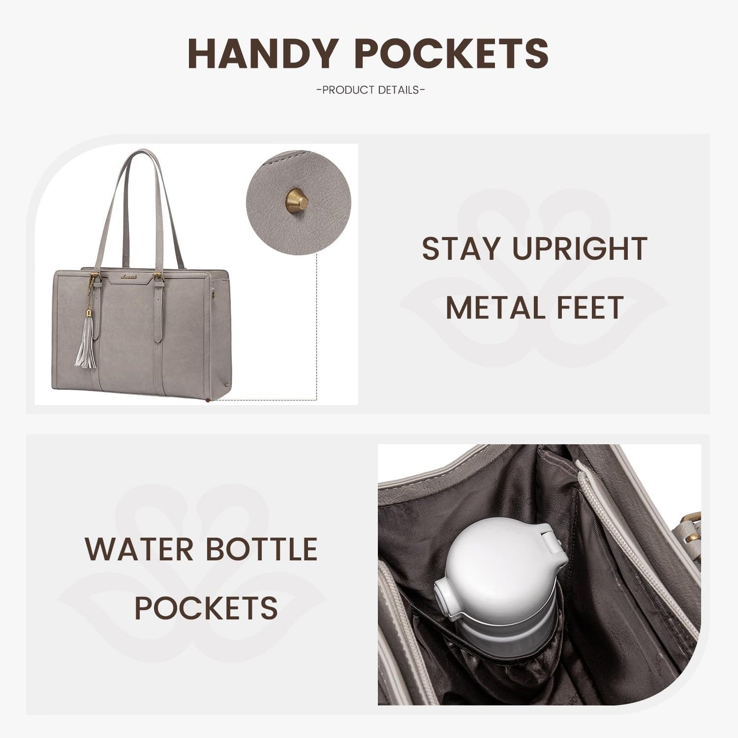 LOVEVOOK Laptop Bag for Women Vintage Leather Laptop Tote 15.6 inch Large Capacity Computer bag with Clutch Purse for Work