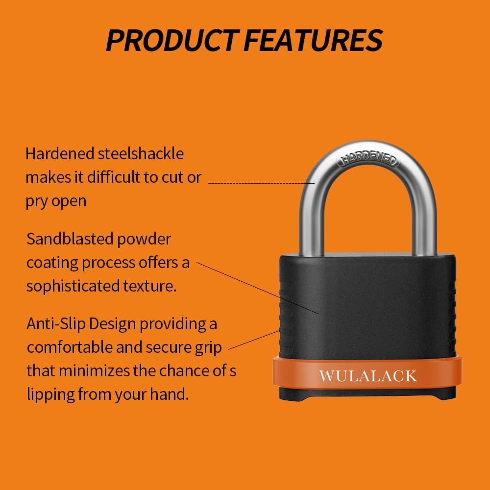 4 Digit Heavy Duty Combination Lock, Weatherproof Combo Padlock for Outdoor Use – Suitable for Sheds, Fences, Gates, Hasps & Storage Units，6 Pack (Matte Black)