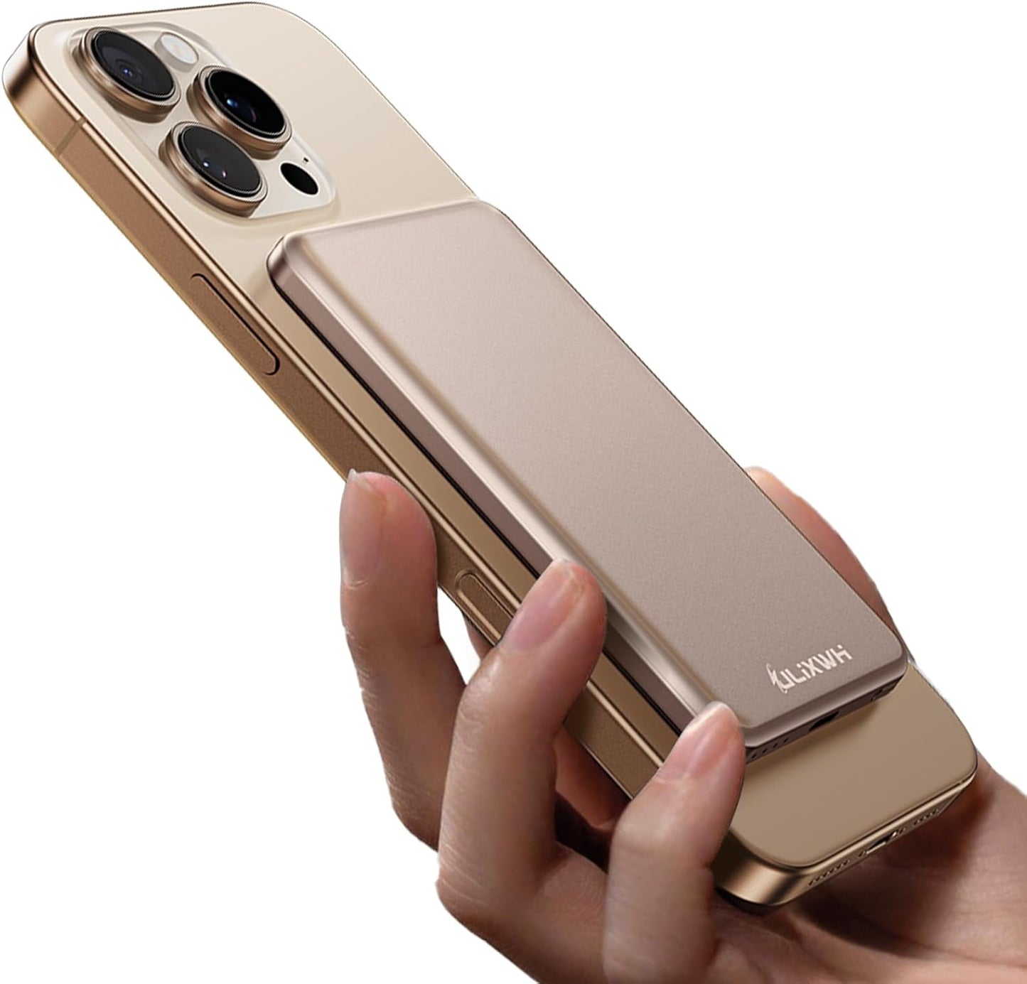 Magsafe Portable Charger for iPhone, 2025 Upgrade 5000mAh Fast Charging Magnetic Power Bank for iPhone 16 15 Pro Max 14 13 12, Desert Gold