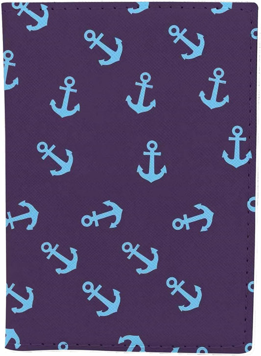 Anchor Passport Holder for Travel Nautical Boat Hook Marine Navy Sailing PU Leather Passport Cover Wallet Cute Passport Card Holder for Women and Men