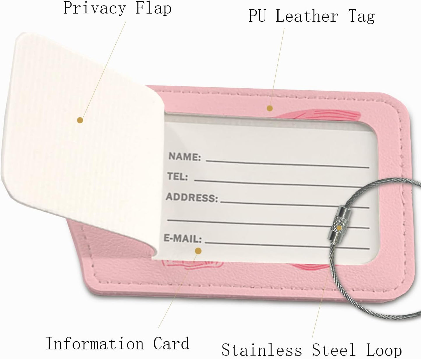 Coquette Luggage Tags for Suitcases,Pink Bow Preppy Luggage Tag,Trendy 2 Pack Luggage Tags for Travel,Teen Girls Gifts Suitcase Tags