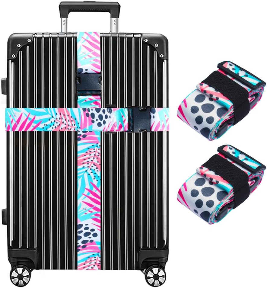 Luggage Straps for Suitcases TSA Approved Easy Pack Organized Suitcase Strap, Luggage Strap, Luggage Belt Strap, Bag Straps for Luggage. Buckle Straps Travel Accessories (Hawaii Plant)