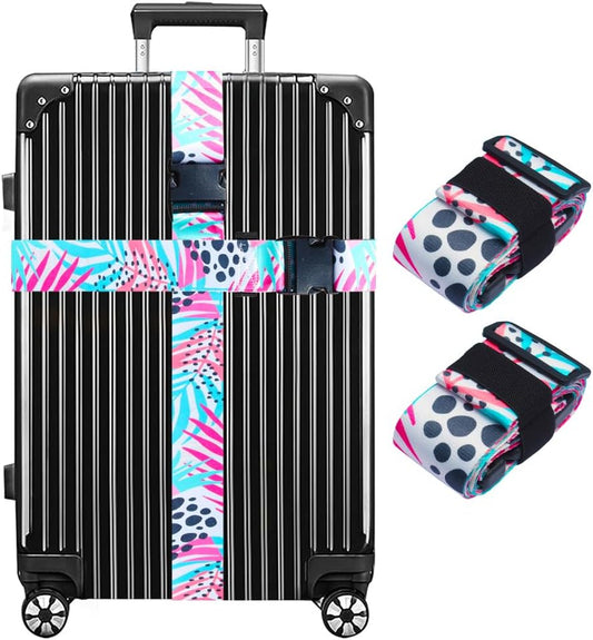 Luggage Straps for Suitcases TSA Approved Easy Pack Organized Suitcase Strap, Luggage Strap, Luggage Belt Strap, Bag Straps for Luggage. Buckle Straps Travel Accessories (Hawaii Plant)