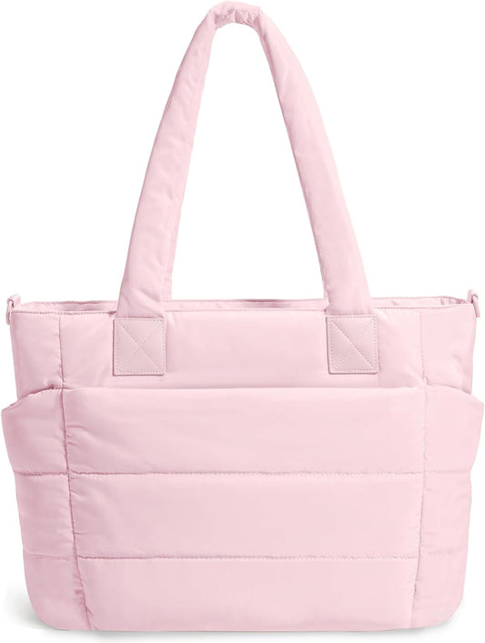 Tote Bag for Women Puffer Tote Bag Large Nurse Bags Shoulder Handbag with Zipper for Work Travel