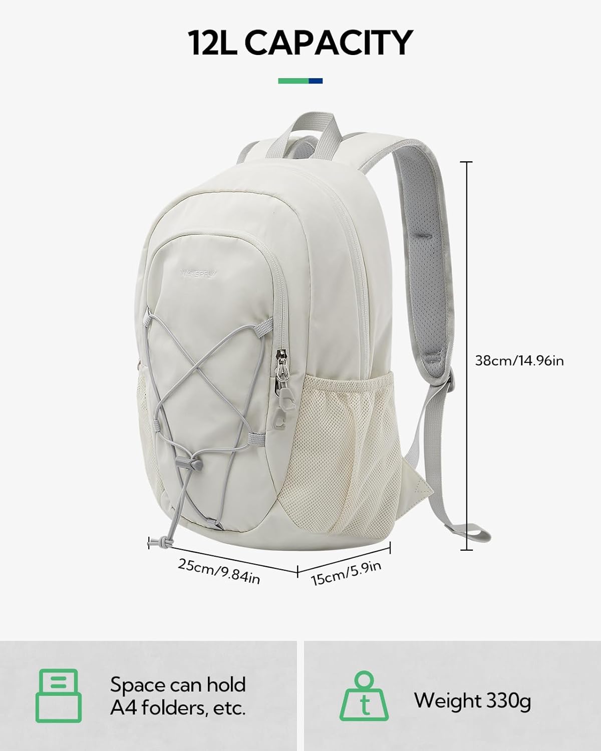 WATERFLY 12L Small Hiking Backpack: Day Pack Lightweight Travel Bag Camping Fitness Cycling Outdoor Sports Daypack For Women Men