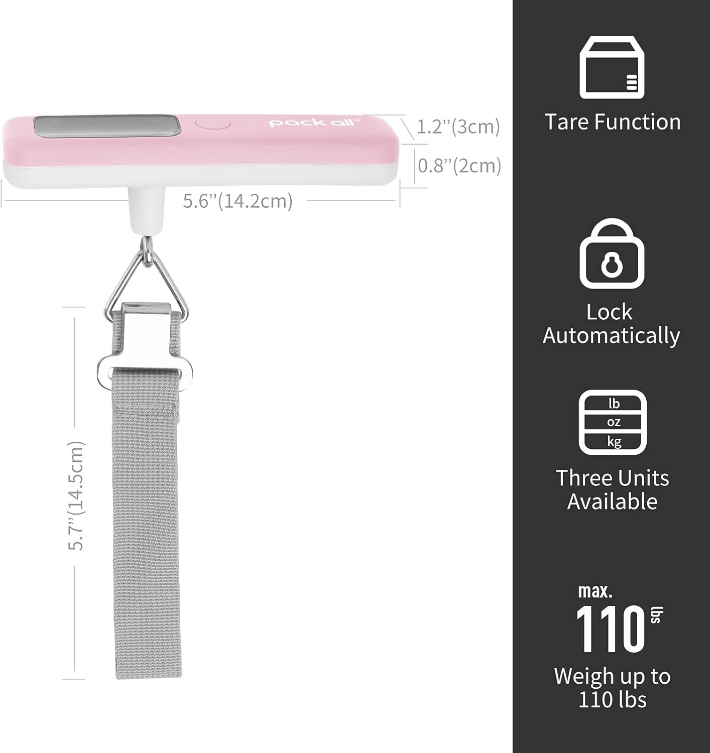 pack all 110 Lbs Luggage Scale, Digital Handheld Luggage Scale, Travel Weight Scale for Luggage