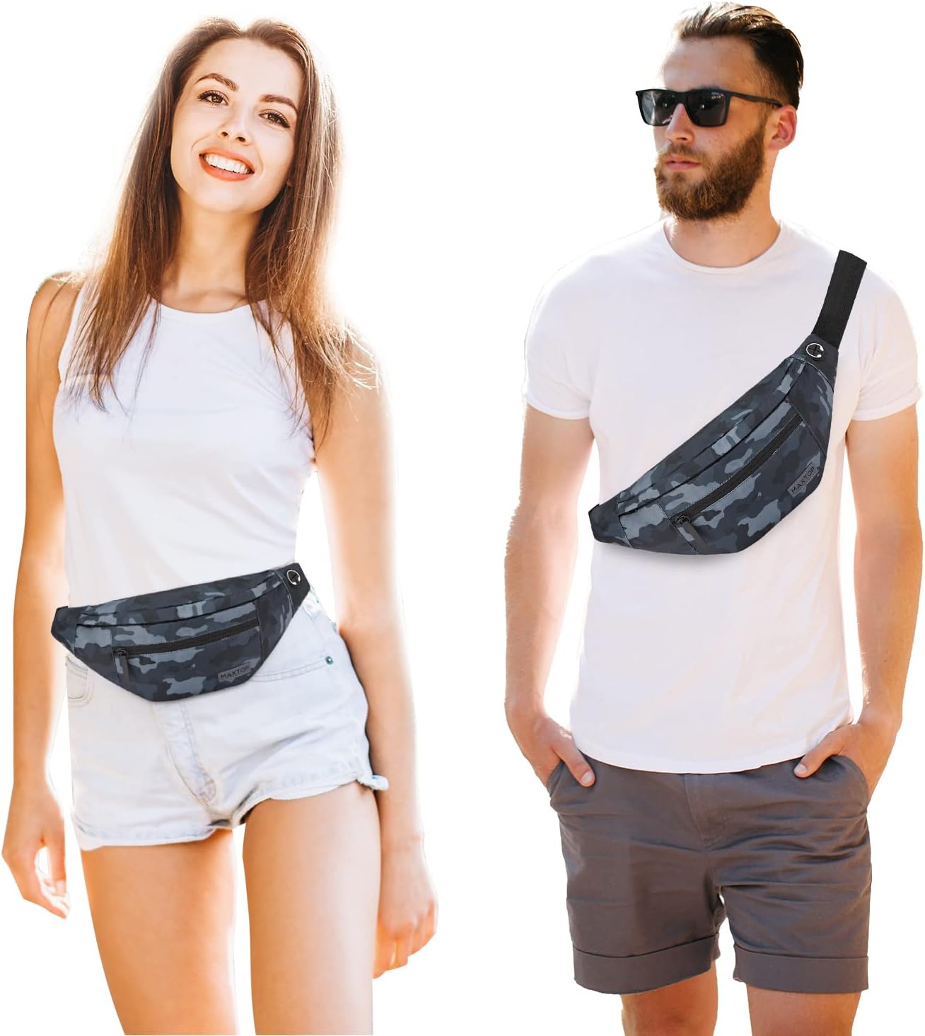 MAXTOP Large Crossbody Fanny Pack with 4-Zipper Pockets,Gifts for Enjoy Sports Festival Workout