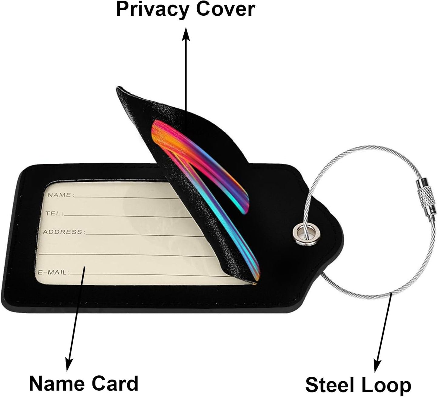 2 Pack Initial Luggage Tags for Suitcase, Colorful Letter Design Cruise Name Bag Tags, Novelty Baggage Identifiers with Full Privacy Cover, Leather ID Label for Women Men Kids Travel, Rainbow Letter V