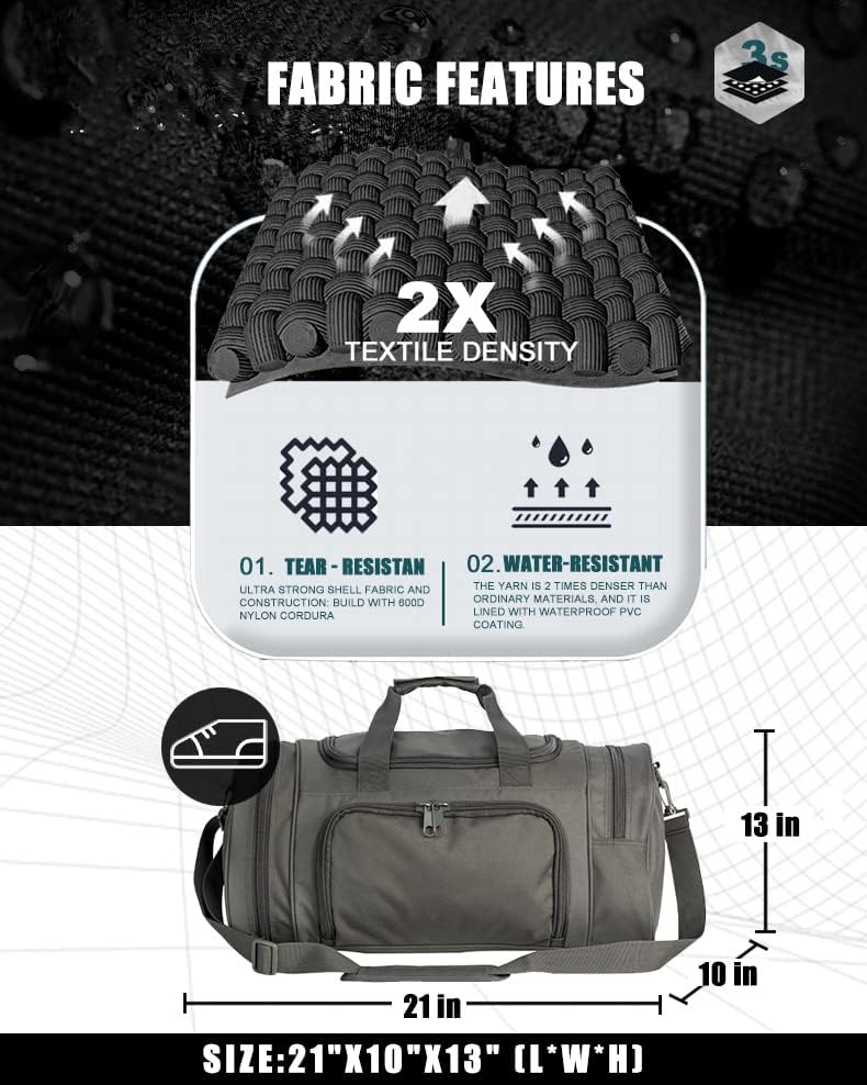 Gym Bag Duffle Bags for Men Women with Shoes Compartment Sport Weekend Travel Overnight Carry On