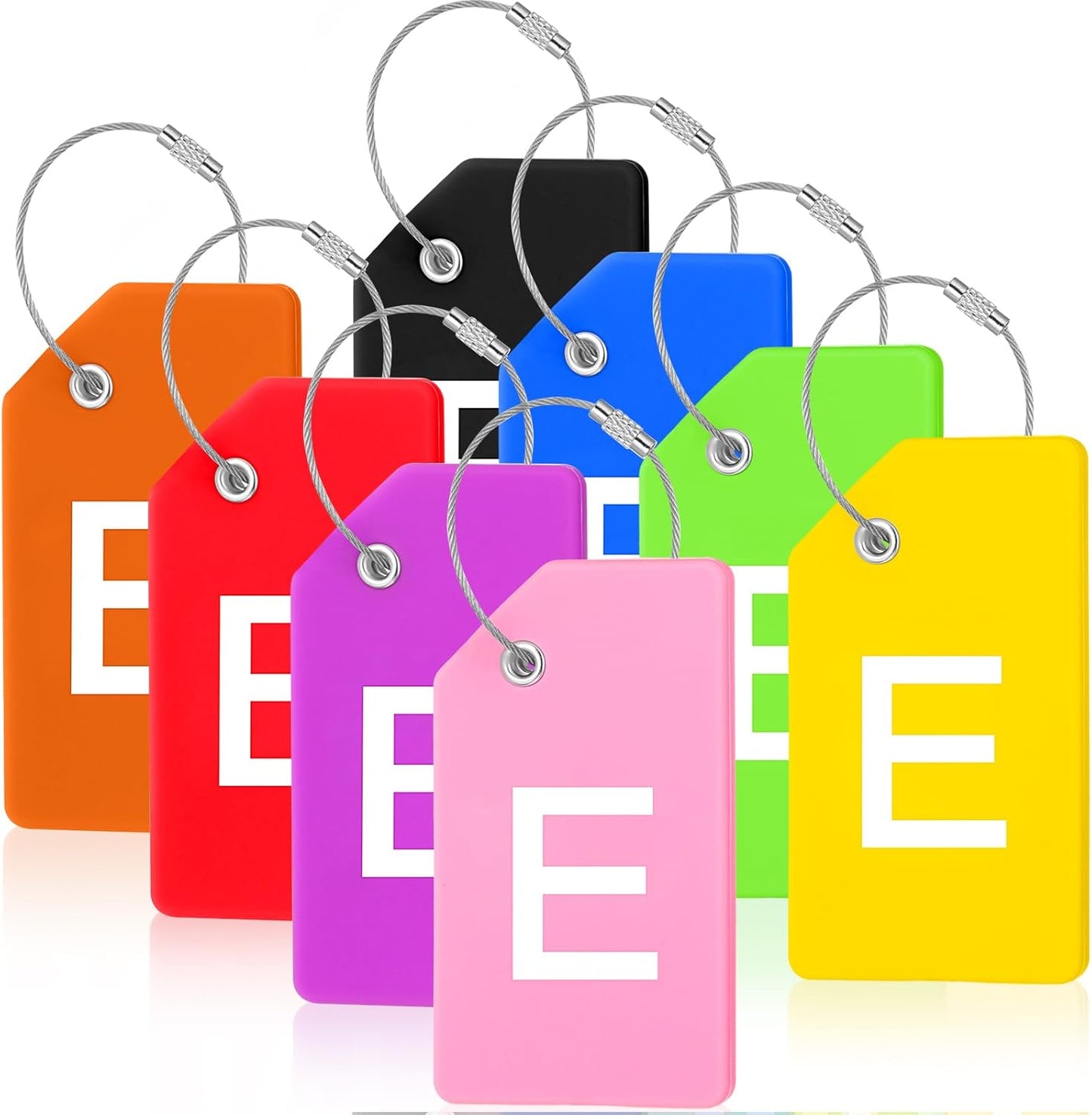 8 Pcs Initial Letter A-Z Luggage Tags Silicone Suitcase Instrument Tag with Name Card and Stainless