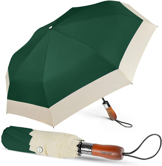 Lejorain Compact Golf Umbrella Large - 54inch Travel Big Portable Automatic Folding Umbrella Windproof for Men Heavy Duty 210T Dupont Teflon Coated Umbrella for Rain