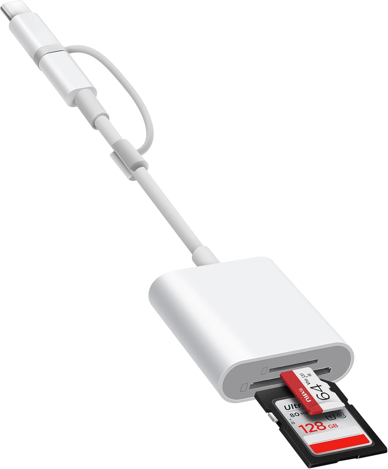 SD Card Reader for iPhone, SD Card Adapter with Lightening & USBC Dual-Connector for iPhone 5-14