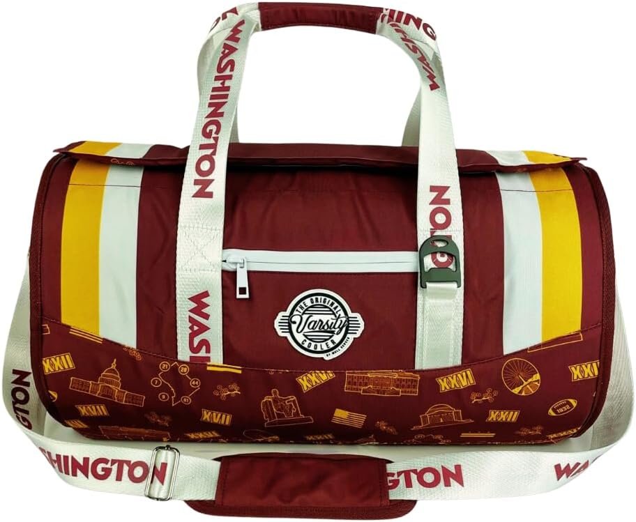 Varsity Cooler Washington Travel Party Duffel & Cooler – 30 Can Leakproof Insulated Tote Bag, Waterproof Soft compartment for Tailgating, Golf, Beach, Carry-On Luggage & Outdoor Sports