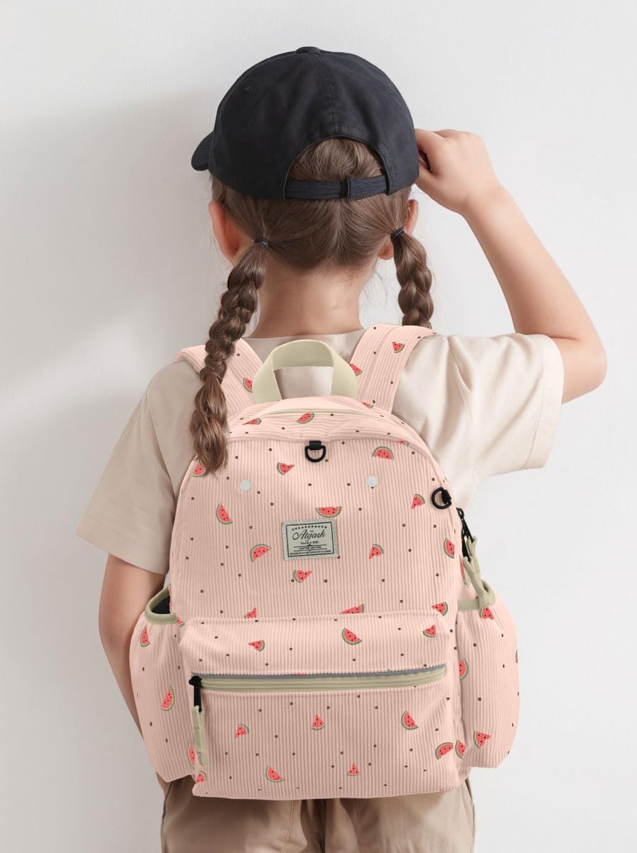 Corduroy Kids Backpack for Girls 6-10: Girls Backpacks for Elementary Kindergarten 15” H Fit Folder